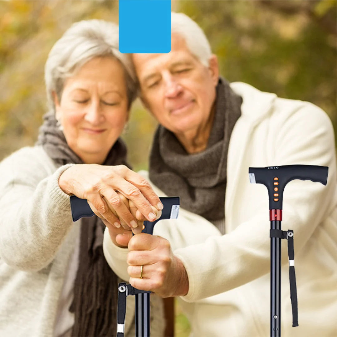 Multi-Function LED Alarm Radio Crutch for Elderly