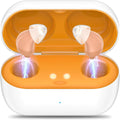 Hearing Aids (Not Amplifiers) Rechargeable Digital Hearing Aids for Seniors Noise Cancelling with 16-Channel Sound Processing Invisible Hearing Aids for Adults with Charging Case-TM-6116B（Skin）