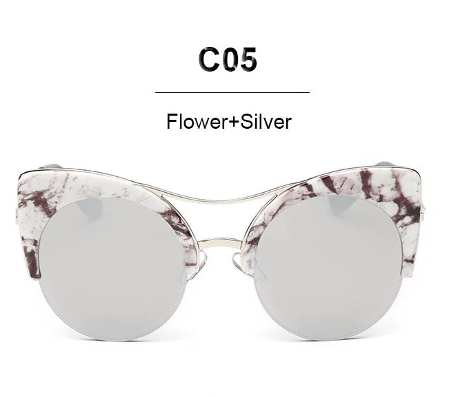 Trendy Unisex Cat Eye Reflective Sunglasses