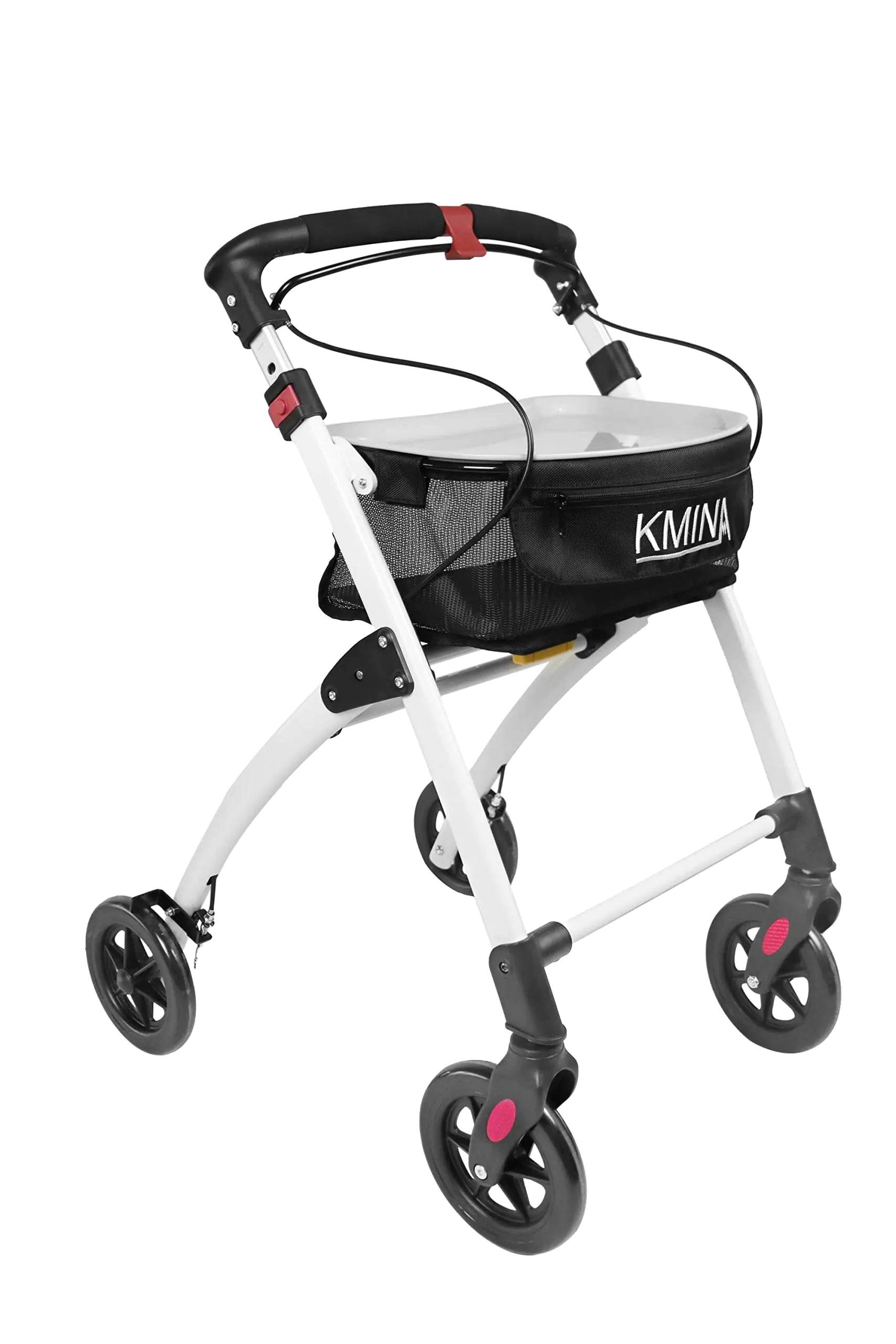 KMINA PRO - Narrow Walkers for Small Spaces Narrow Rollator Rollator Walkers for Seniors Rollators for Adult Walking Folding Walker with Wheels and Brakes Rolling Walkers Black