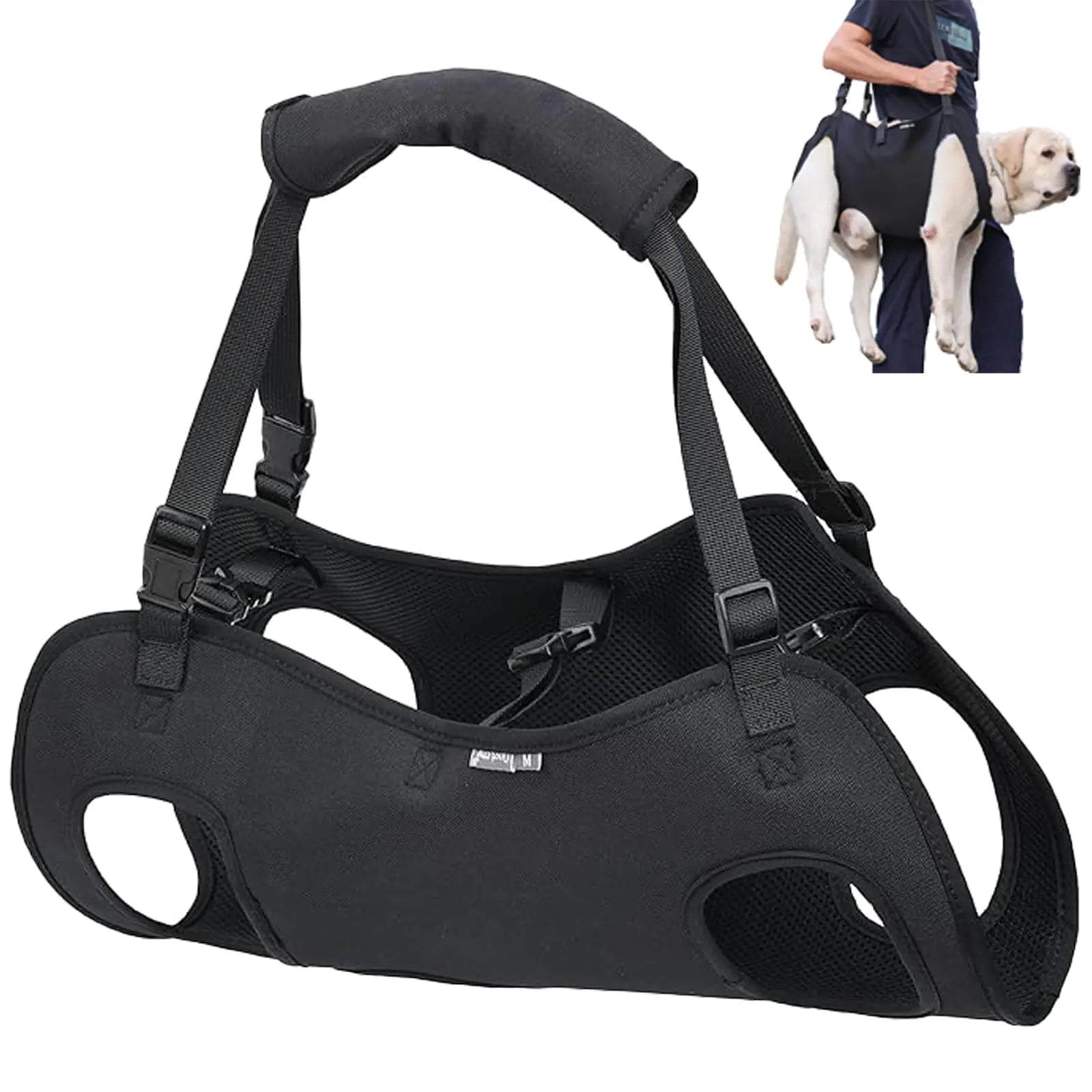 Duuclume Dog Lift Harness Emergency Backpack Pet Legs Support & Rehabilitation Dog Sling Carrier Adjustable Lifting Straps Dog Carrier for Senior Elderly Dogs Joint Injuries Arthritis M