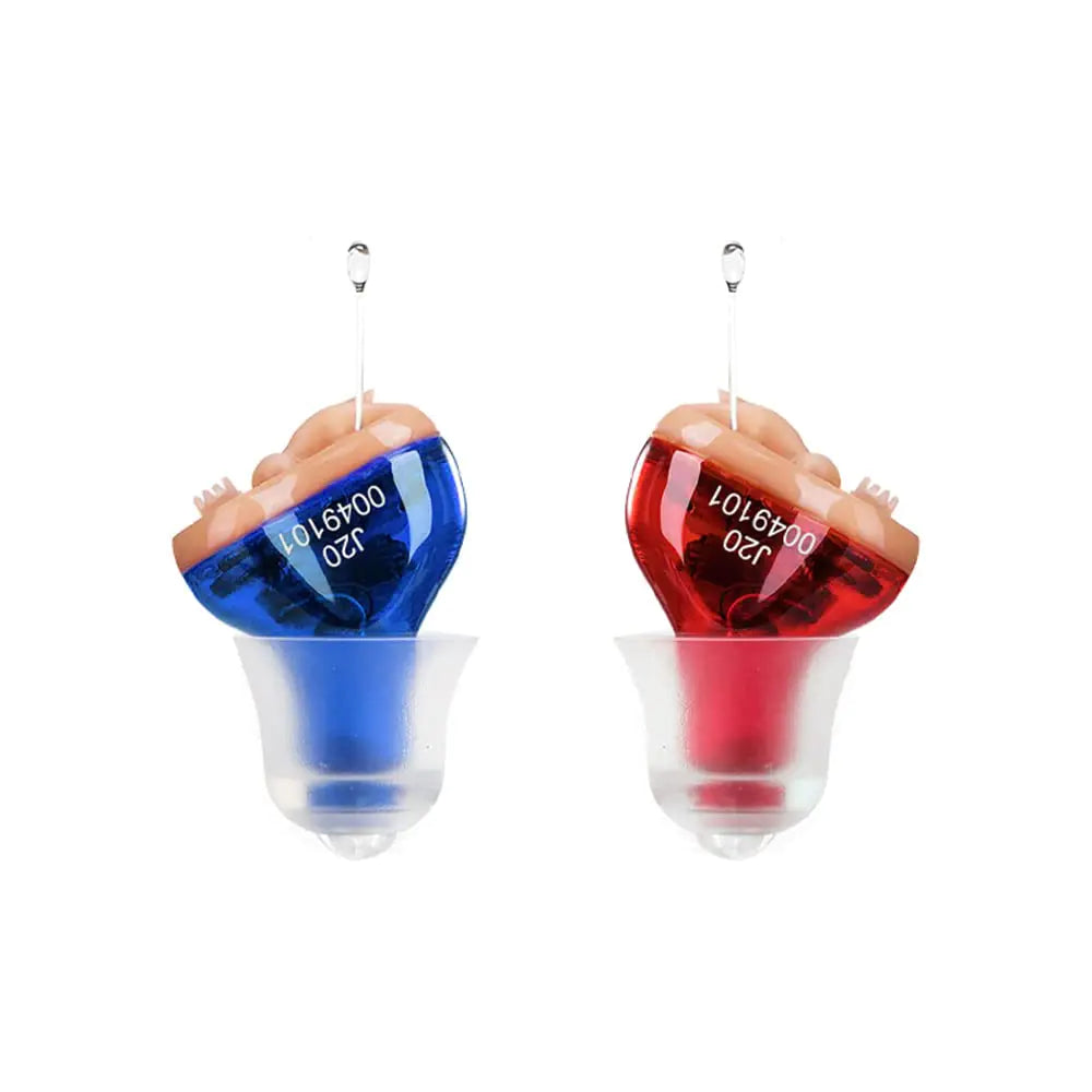 Hearing Aids for Seniors Hearing Amplifiers Battery In Ear Mini Sound Enhancer Listening Amplifiers to Assist Hearing(Red&Blue)