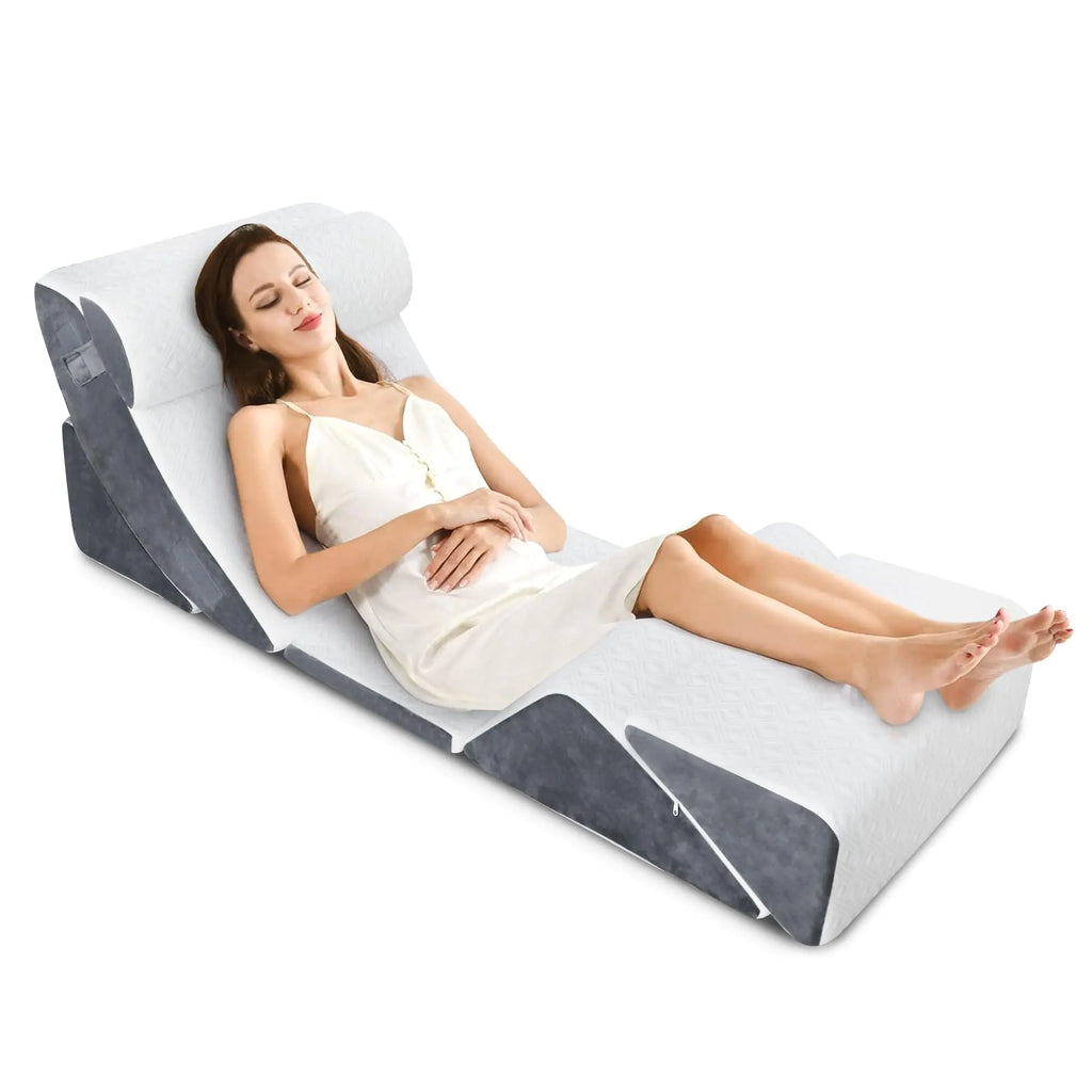 RELIANCER 6pcs Orthopedic Bed Wedge Pillow SetPost Surgery Memory Foam Wedge PillowsAdjustable Sit Up Bed Pillow for BackLeg Pain ReliefWedge Pillows for Sleeping Anti SnoringAcid Reflux & GERD
