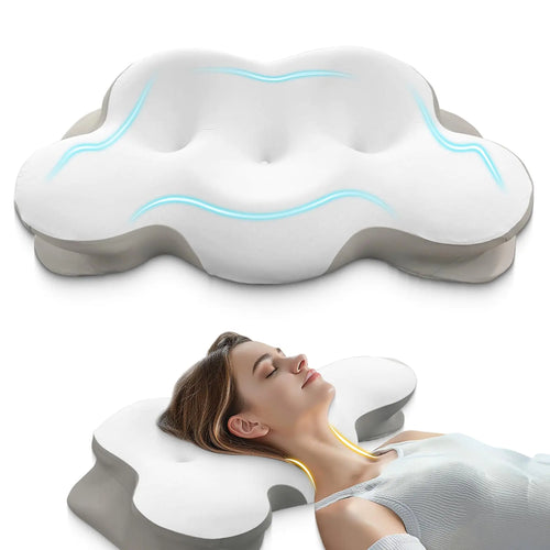 Cervical Neck Pillow Pillows for Neck and Shoulder Pain Contour Pillow Neck Pillows Pillow for Neck Pain Relief Side Sleeper Pillows for Adults Ergonomic Pillow Memory Foam Pillows(Light_White)