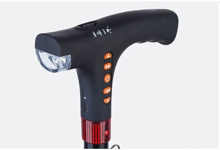 Multi-Function LED Alarm Radio Crutch for Elderly