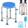 UGarden Upgraded Shower Chair with Reinforced Crossbar Supports 400LB Stainless Steel Round Shower Seat for Inside Shower Adjustable Small Shower Stool w/Padded Non-Slip Bathroom Chair for Elderly
