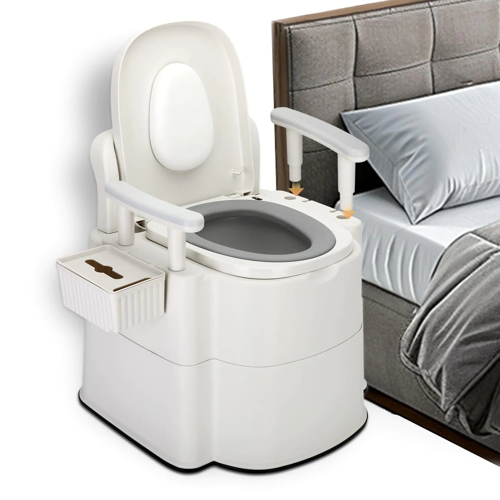 Upgraded Safety Commode Toilet for Elderly and Disabled (520 lbs)Potty Chair for Adults with Detachable ArmrestIts anti-odour potty chair for adults，bedside toilet，Easy Installation