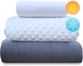 Weighted Blanket Set for Adults (20 lbs 60” x 80” White) Cooling Heavy Blanket Sleeping Perfect for 190-210 lbs Queen Size Breathable Blanket with Premium Glass Bead Summer + Winter Duvet Covers