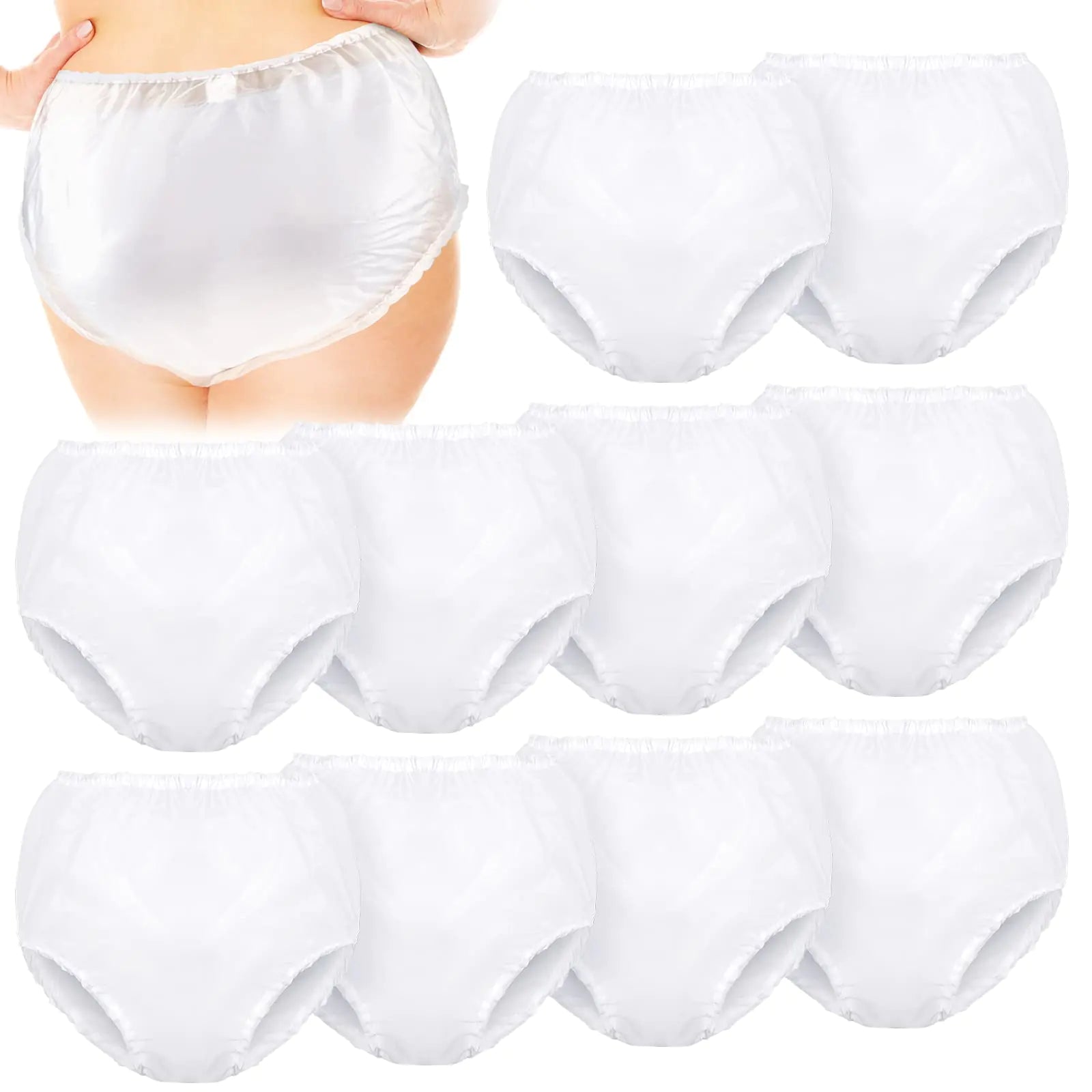Weewooday 10 Pcs Waterproof Incontinence Underpants Plastic Pants Incontinence Leak Protection Adult Washable Diaper Cover (WhiteSmall)