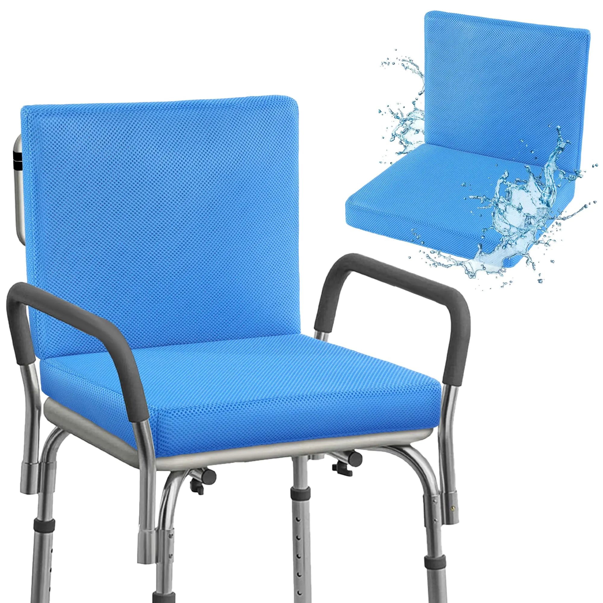 BALAPET Shower Seat Cushion for Shower Chairs Shower chair mat with backrest cushion Non-slip Quickly Dry Bathtub Chair Padwith Hook Design for Elderly Senior Handicap & Disabled