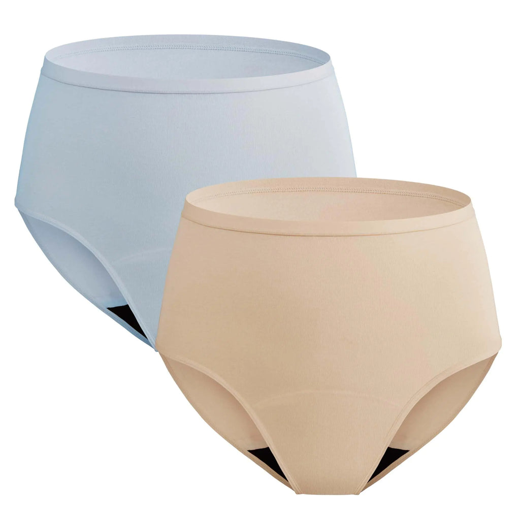 REELINDRY Womens Incontinence Underwear Washable 2 oz Leakproof Underwear for Women Incontinence Urinary Leakage 2 Pack (Beige-Light Blue XL)