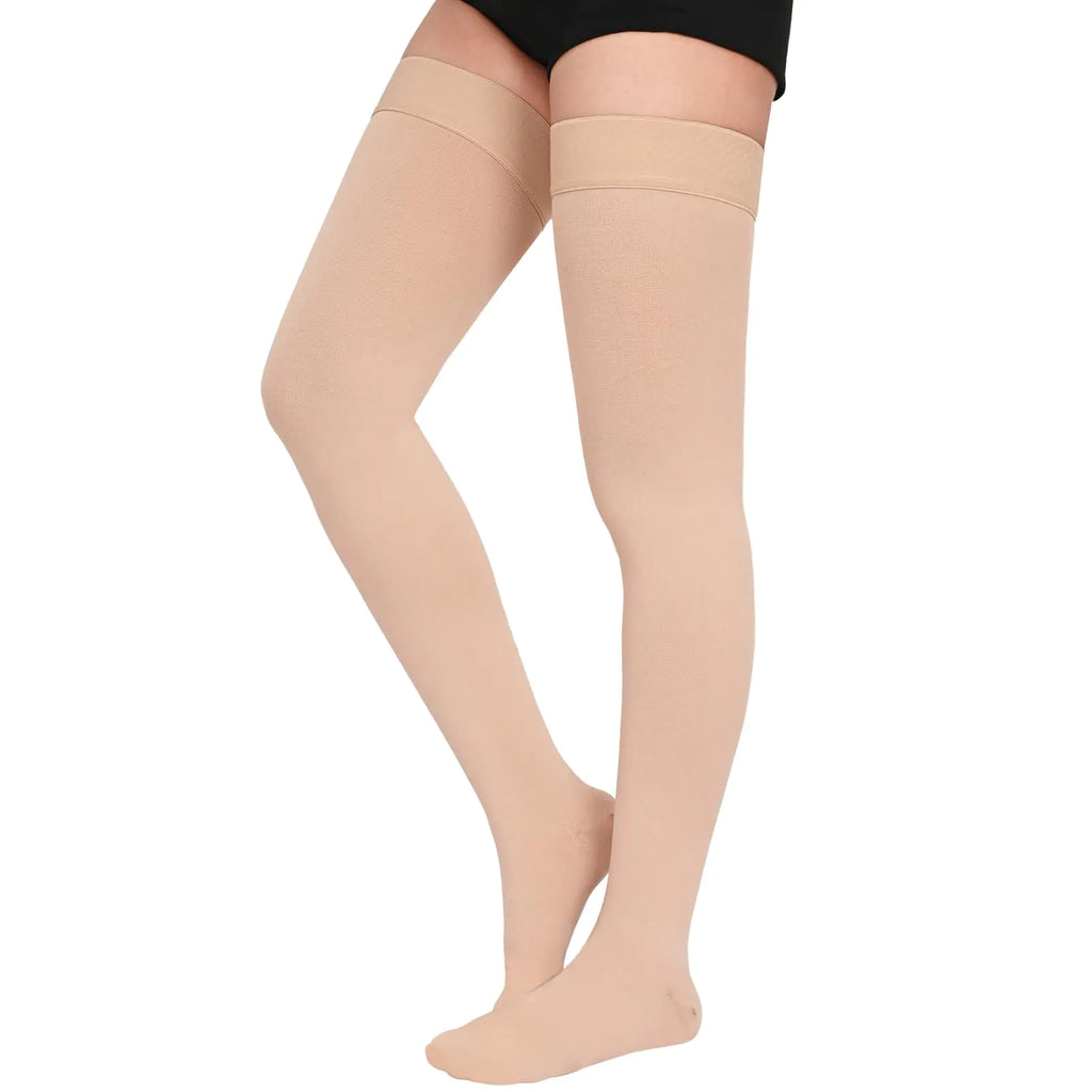Thigh High 15-20mmHg Compression Stocking Compression Socks for Women & Men Circulation with Silicone Dot Band-Ideal for Athletic Medical Travel Use