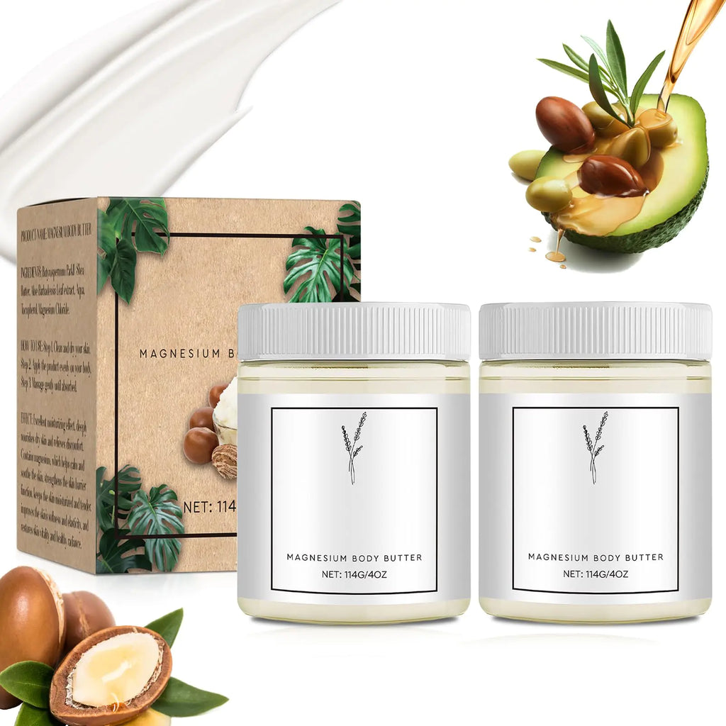Vincofoo Magnesium Cream for NeuropathyMagnesium Body Butter Neuropathy Cream Neuropathy Cream Deeply Moisturizes Skin Keep Soft Smooth Suitable for All Skin Types (2PC)